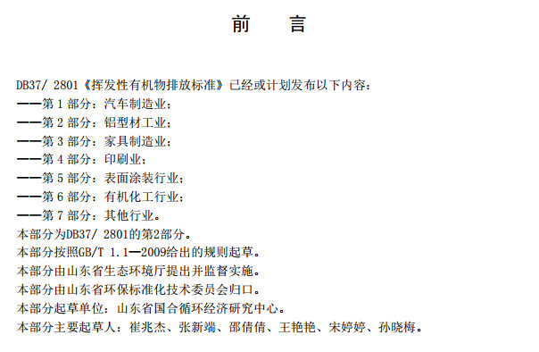 山東省工業(yè)鋁型材料揮發(fā)性有機廢氣排放標準